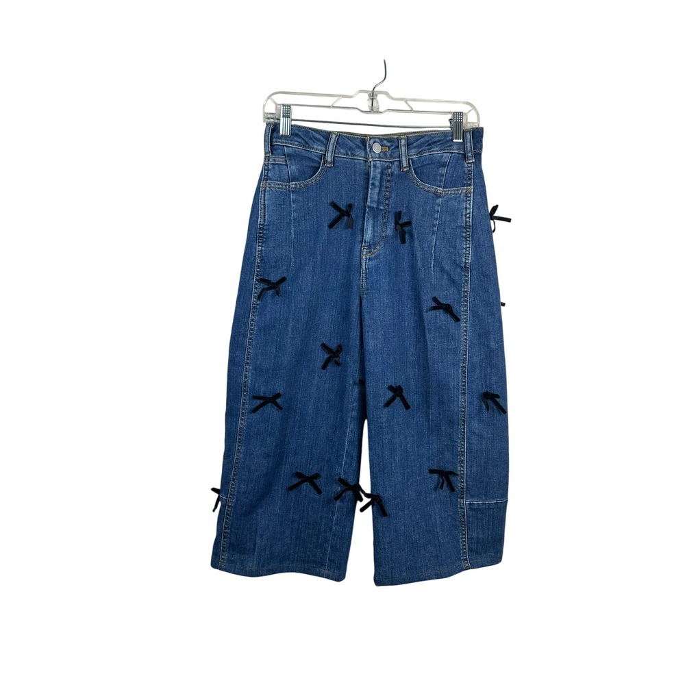 Pilcro Denim Culottes Women 25 Blue Very Good Bow Embellished Jorts Altered